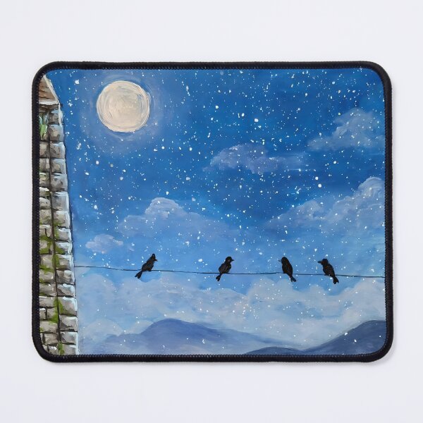 Item preview, Cozy Winter Night Terrace - Moon Stars Balcony Original Painting | Cozyworld Studio designed and sold by Cozyworld Studio.