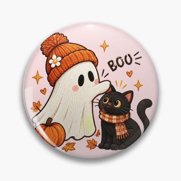 Item preview, Cute Halloween Ghost and Black Cat designed and sold by RedSwagStore.