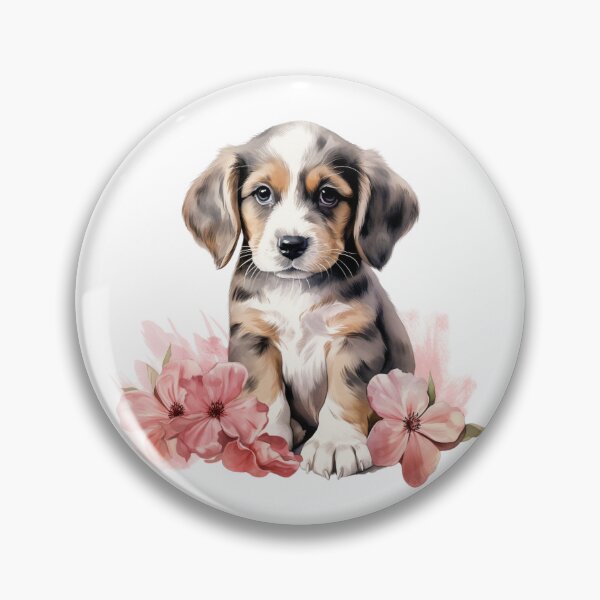 Item preview, Pink Lily Puppy | Elegant Floral Aesthetic Art designed and sold by Mandayartstudio.