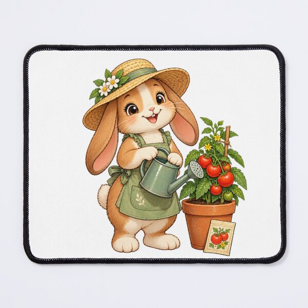 Item preview, Gardening Bunny with Tomato Plant designed and sold by CozyMigo.