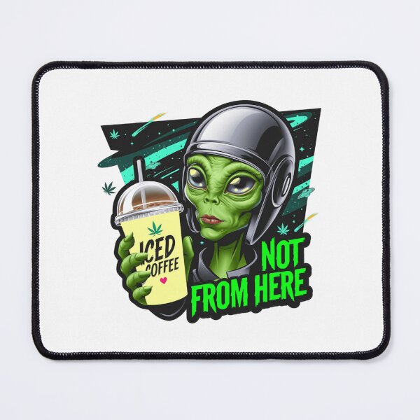 Item preview, Iced Coffee Alien Not From Here Cartoon Design designed and sold by Maraerde.
