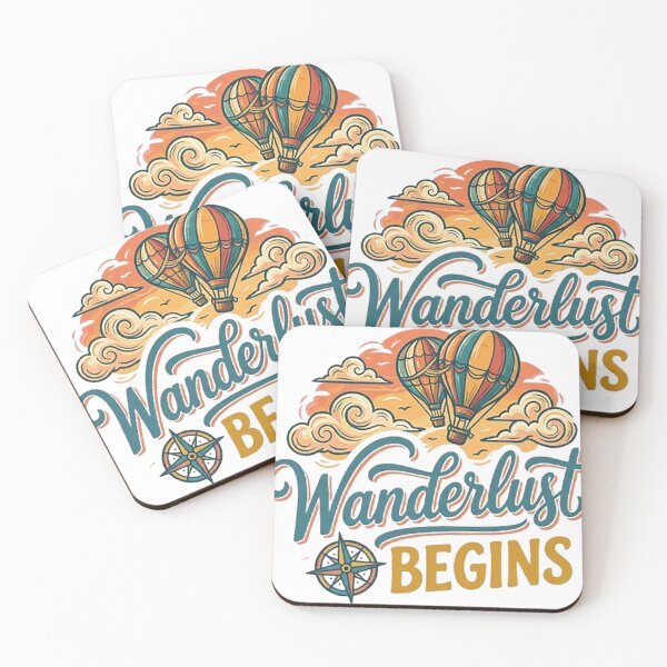 Item preview, Wanderlust Begins T-Shirt Design, Vintage Hot Air Balloon Graphic, Travel Lover Vector Illustration, Adventure Awaits Retro Typographic Art designed and sold by Dogandesighn.