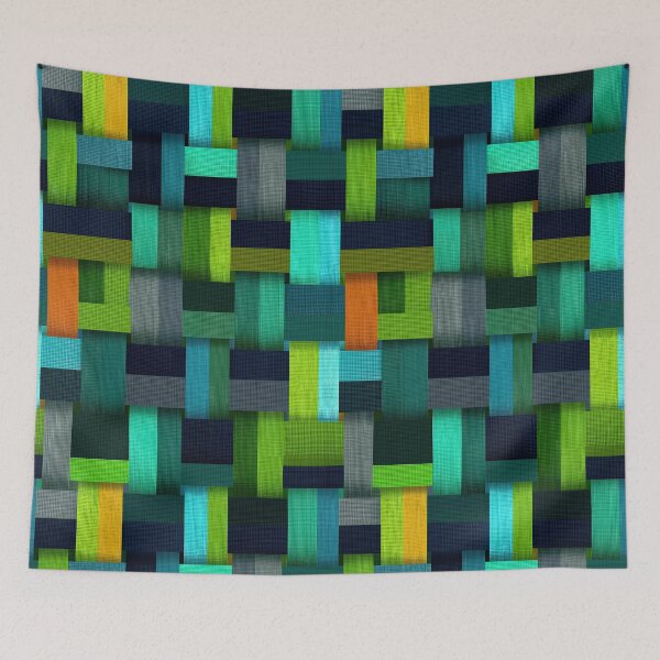 Item preview, Vibrant Emerald and Cyan Ribbon Weave Art designed and sold by Piotrek0001.