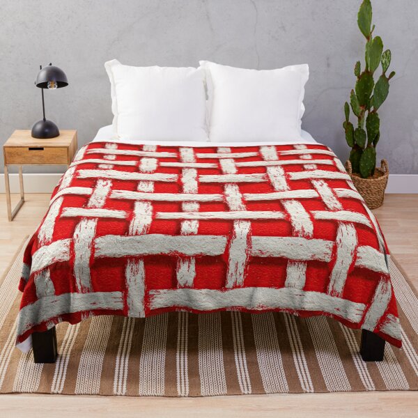 Item preview, Open Grid Red and White Woven Textile Art designed and sold by Piotrek0001.