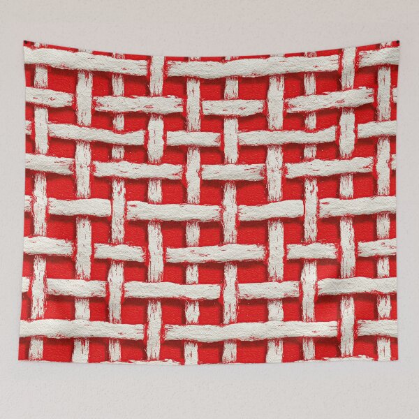 Item preview, Open Grid Red and White Woven Textile Art designed and sold by Piotrek0001.