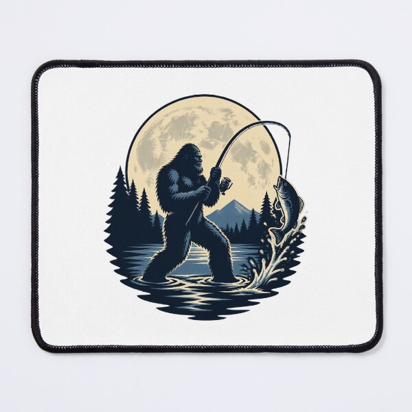 Item preview, Bigfoot Fishing Under the Moon Funny Sasquatch and Fish Illustration LIMITED EDITION designed and sold by Cabowman.