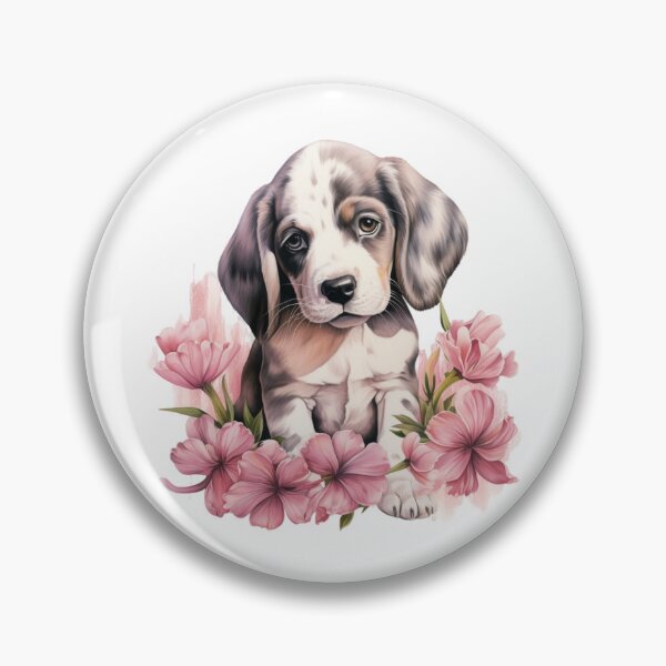 Item preview, Pink Lily Puppy | Elegant Floral Aesthetic Art designed and sold by Mandayartstudio.