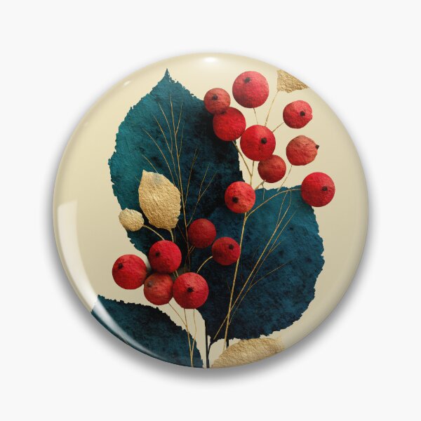 Item preview, Elegant Botanical Red Berries and Gold Leaves designed and sold by colorful-white.