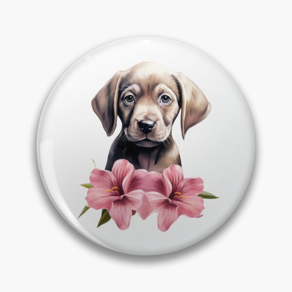 Item preview, Pink Lily Puppy | Elegant Floral Aesthetic Art designed and sold by Mandayartstudio.