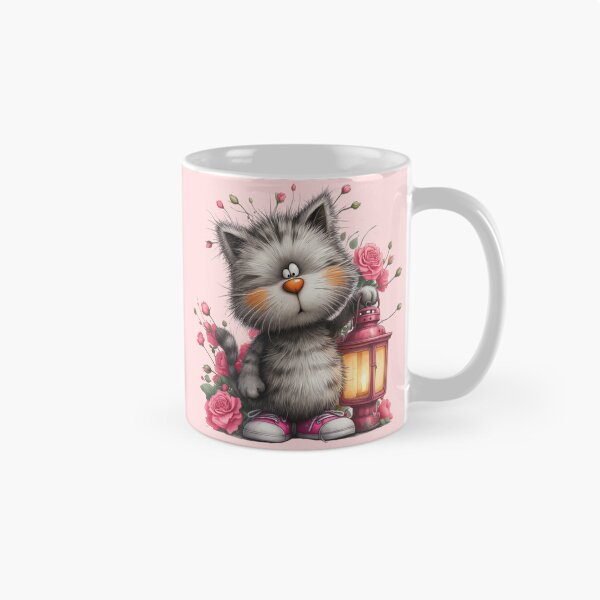 Item preview, a fluffy grey cartoon cat with orange cheeks and a large orange nose designed and sold by 123ks.