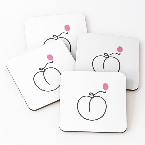 Item preview, Minimalist Peach One Line Art with Pink Balloon designed and sold by MirrorsFineArt.