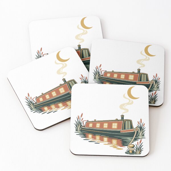 Item preview, Moonlit Narrowboat on a Quiet Canal designed and sold by UprisingDesigns.