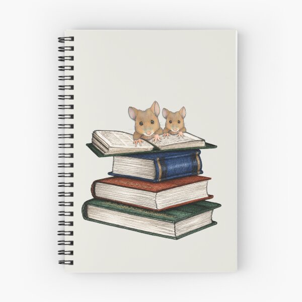 Item preview, Stack of Books and Two Cute Mice Illustration designed and sold by JoyfulWhimsy.