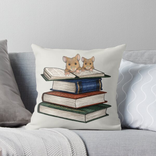 Item preview, Stack of Books and Two Cute Mice Illustration designed and sold by JoyfulWhimsy.