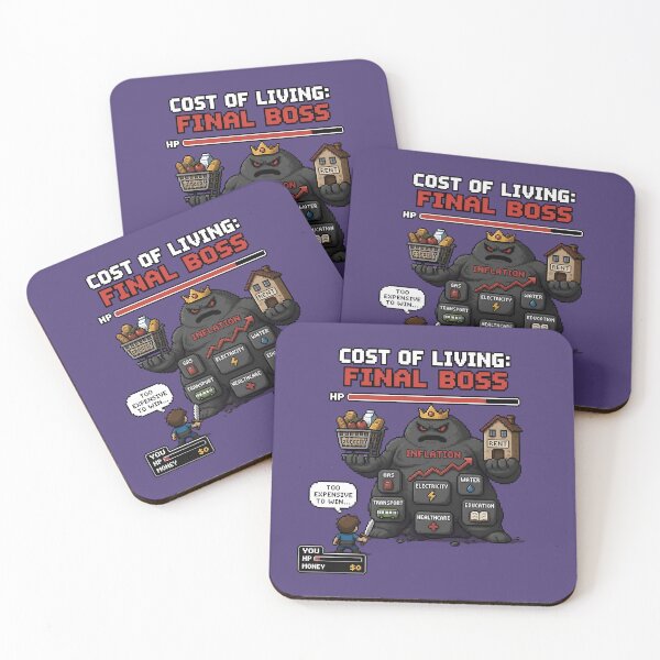 Item preview, Cost of Living Final Boss – Inflation Humor and Gamer Meme designed and sold by ManggaeJM.