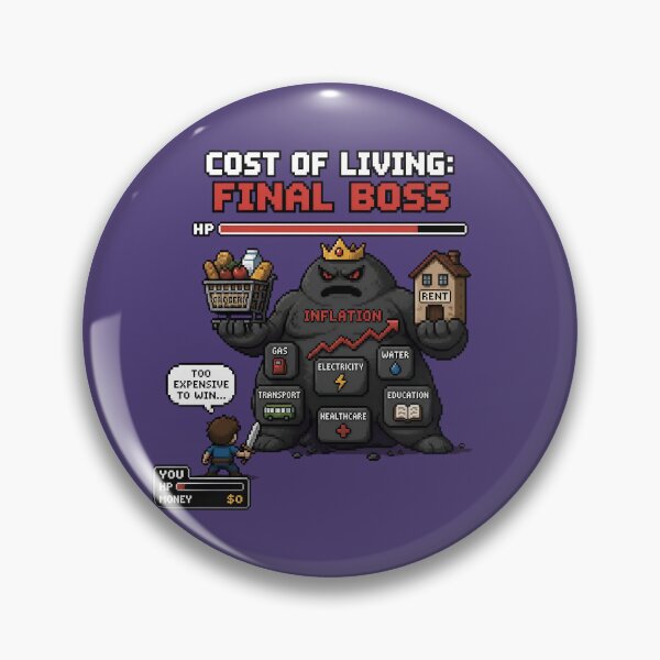 Item preview, Cost of Living Final Boss – Inflation Humor and Gamer Meme designed and sold by ManggaeJM.