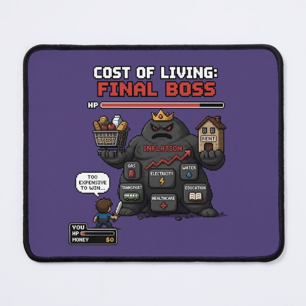 Item preview, Cost of Living Final Boss – Inflation Humor and Gamer Meme designed and sold by ManggaeJM.