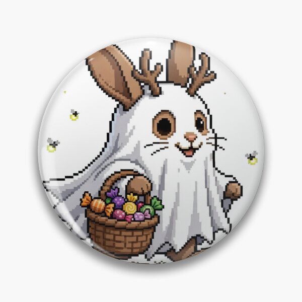 Item preview, Jackalope Ghost Costume Pixel Art Halloween Pumpkin Trail designed and sold by Ebodega.