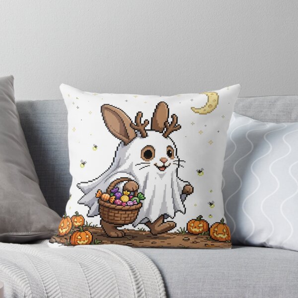 Item preview, Jackalope Ghost Costume Pixel Art Halloween Pumpkin Trail designed and sold by Ebodega.