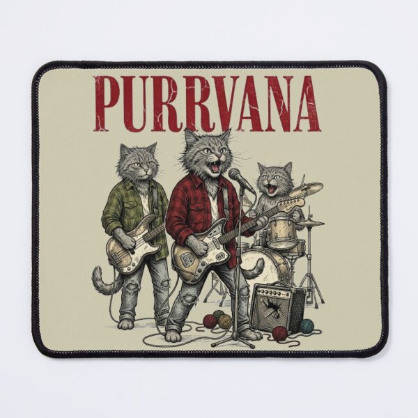 Item preview, Purrvana Cat Band Funny Grunge Cat Vintage Grunge Gift Cat Lover Music Lover Gift designed and sold by FurRealStudioCo.