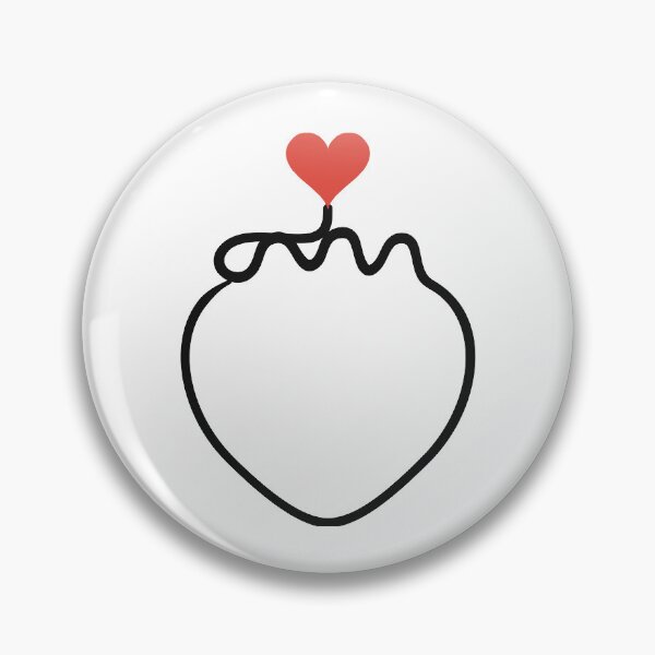 Item preview, Minimalist Strawberry One Line Art with Red Heart designed and sold by MirrorsFineArt.