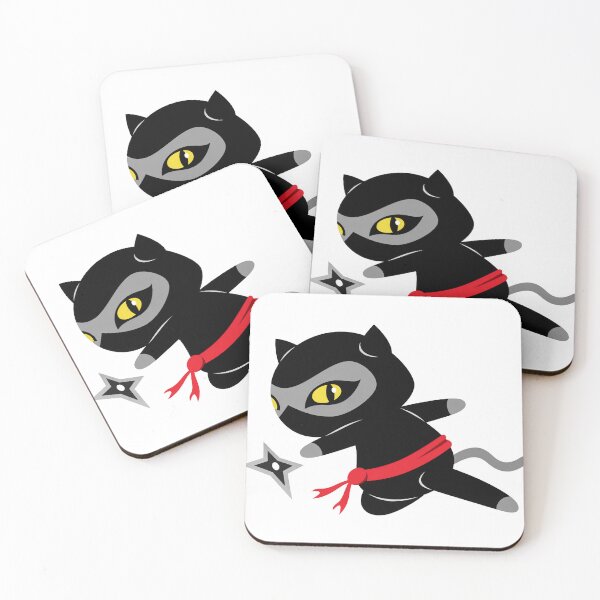 Item preview, Shadow Ninja Cat with Red Scarf and Shuriken designed and sold by cerradcliffe.