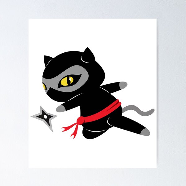 Item preview, Shadow Ninja Cat with Red Scarf and Shuriken designed and sold by cerradcliffe.