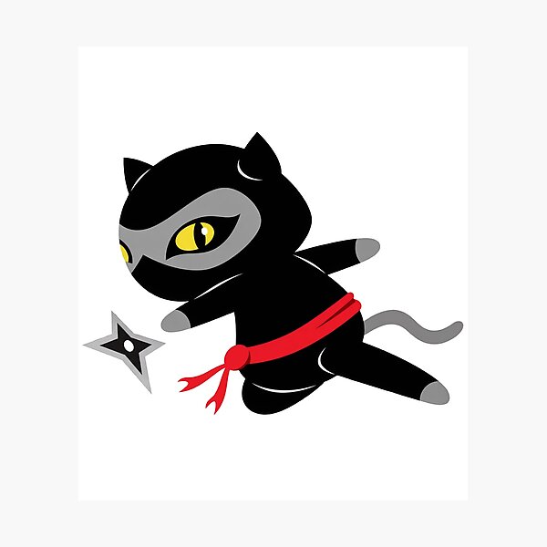 Item preview, Shadow Ninja Cat with Red Scarf and Shuriken designed and sold by cerradcliffe.