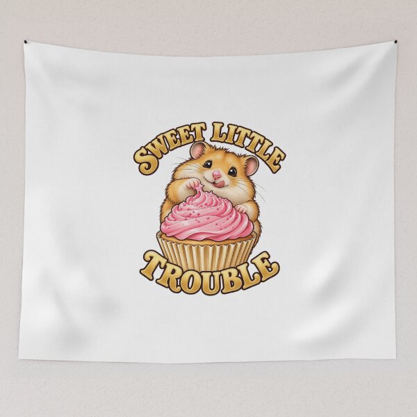 Item preview, Sweet Little Trouble – Cute Hamster Cupcake Graphic designed and sold by ZayCreates.