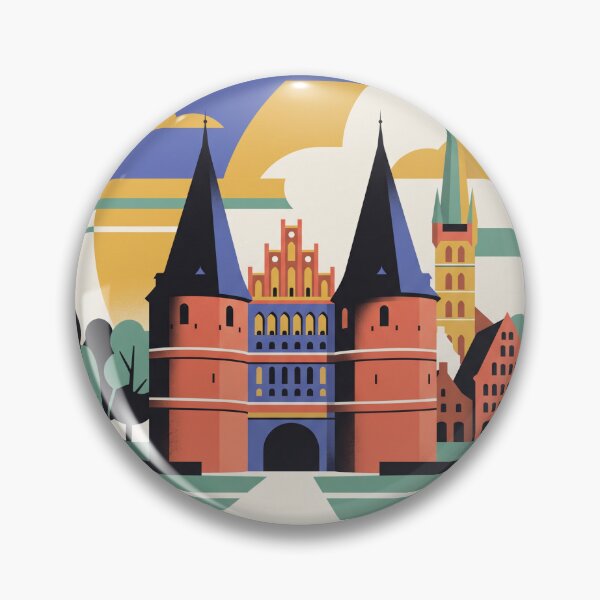 Item preview, Lubeck Holstentor Schleswig Holstein Vintage Travel Poster designed and sold by strixvariaart.
