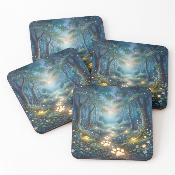 Item preview, Magic Glowing Paw Print Path in Enchanted Forest designed and sold by Sybille-Yates.
