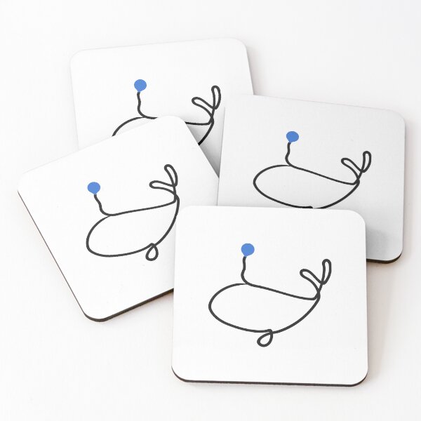 Item preview, Minimalist Whale One Line Art with Blue Water Drop designed and sold by MirrorsFineArt.