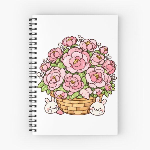 Item preview, Kawaii Pink Flower Basket with Cute Bunnies designed and sold by mumeaw.