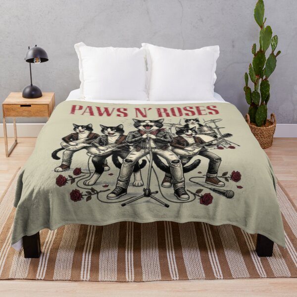 Item preview, Paws N' Roses Cat Band Funny 80s Hard Rock Cat Vintage 80s Hard Rock Gift Cat Lover Music Lover Gift designed and sold by FurRealStudioCo.