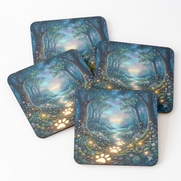 Item preview, Magic Glowing Paw Print Path in Enchanted Forest designed and sold by Sybille-Yates.
