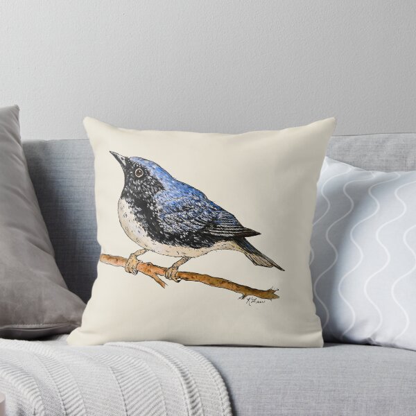Item preview, Black Throated Blue Warbler Watercolour and Ink designed and sold by Kathryn Shaw - Wildflies.