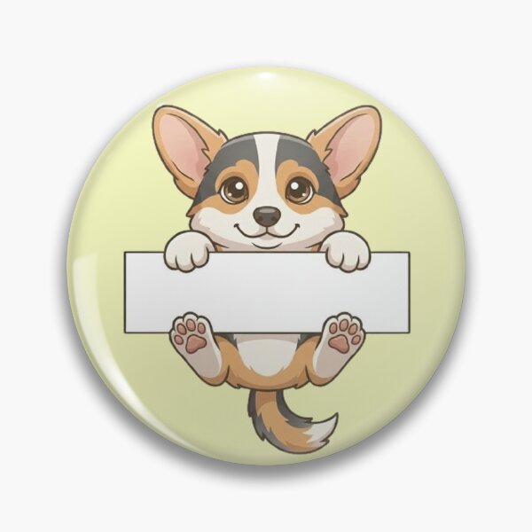 Item preview, Happy Tricolor Corgi Puppy Holding Blank Sign Cute Cartoon Dog designed and sold by PetalsPaws.