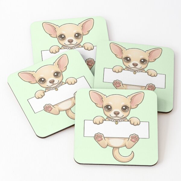 Item preview, Cute Chihuahua Puppy with Pearl Collar Holding Blank Sign Cartoon Dog designed and sold by PetalsPaws.