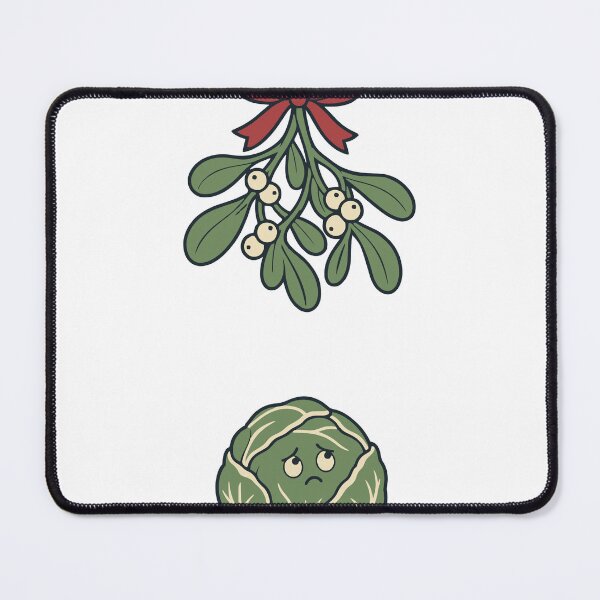 Item preview, Lonely Brussels Sprout Waiting Under Mistletoe designed and sold by UprisingDesigns.