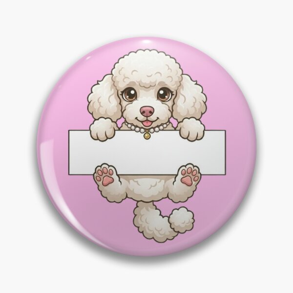 Item preview, Cute Cartoon White Poodle Puppy With Pearl Necklace Holding Blank Banner Dog Lover Art designed and sold by PetalsPaws.