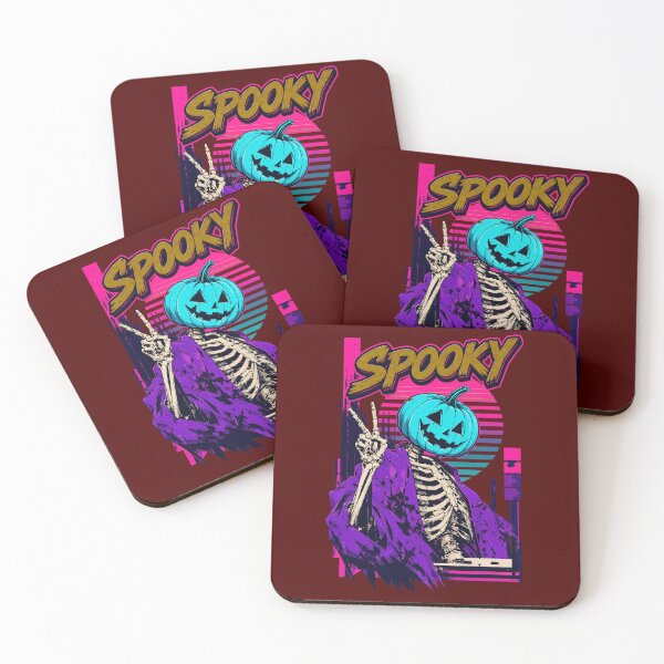 Item preview, Spooky Pumpkin Skeleton Neon Vaporwave designed and sold by crystalthom.
