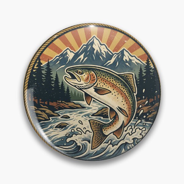 Item preview, Mountain River Outdoor Adventure - Jumping Trout Fish designed and sold by Mellow Doodle Co..