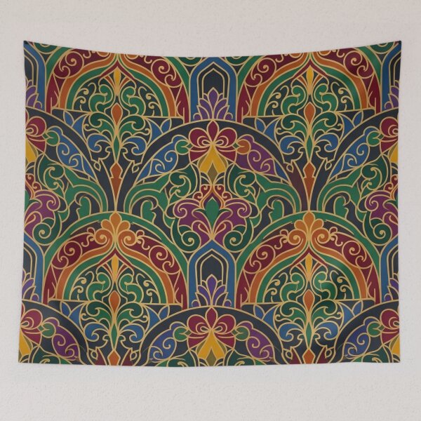 Item preview, Luxury Ornamental Damask Pattern in Emerald Green, Burgundy and Gold designed and sold by crackerflake.