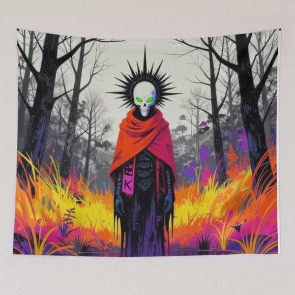 Item preview, Psychedelic Skull Forest Water Reflection - Dark Fantasy Gothic Art designed and sold by BLUESKY11a.