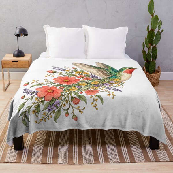 Item preview, Floral Hummingbird With a Wildflower Tail Botanical designed and sold by gordonbwyashop.