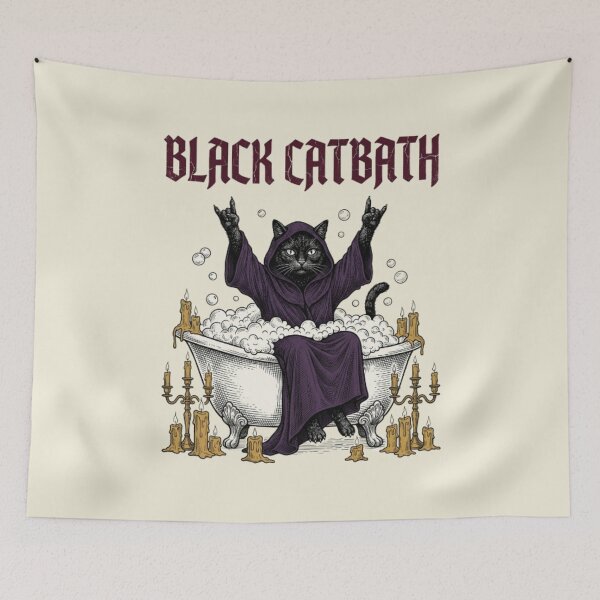 Item preview, Black Catbath Singer Cat Funny Doom Metal Cat Singer Gift Cat Lover Retro Music Gift designed and sold by FurRealStudioCo.