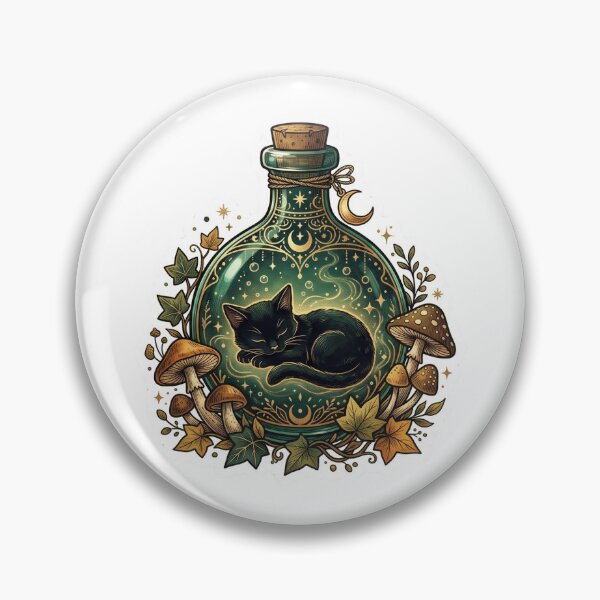 Item preview, Witchy Black Cat Potion Bottle designed and sold by TicoInk.