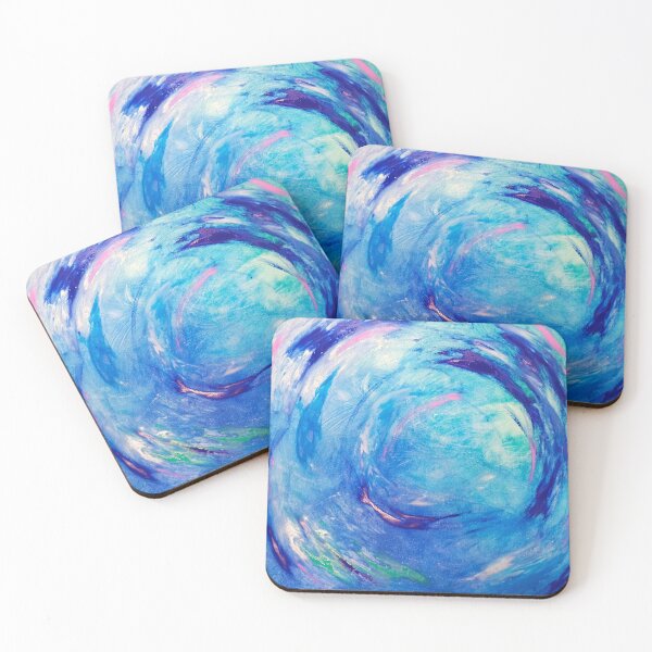 Item preview, Abstract blue color swirls in turquoise and pink designed and sold by Art by M.H..