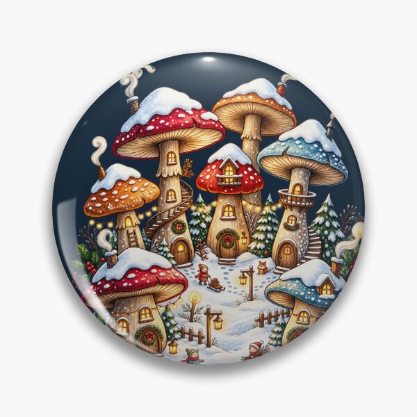 Item preview, Cozy Christmas Mushroom Village Scene designed and sold by TrinovaCreates.
