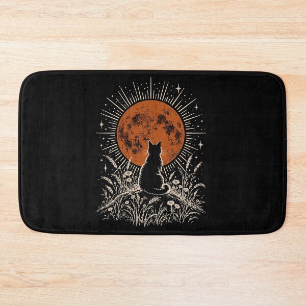 Item preview, Celestial Black Cat Copper Moon Wildflower Cottagecore Witch designed and sold by gunaone-design.